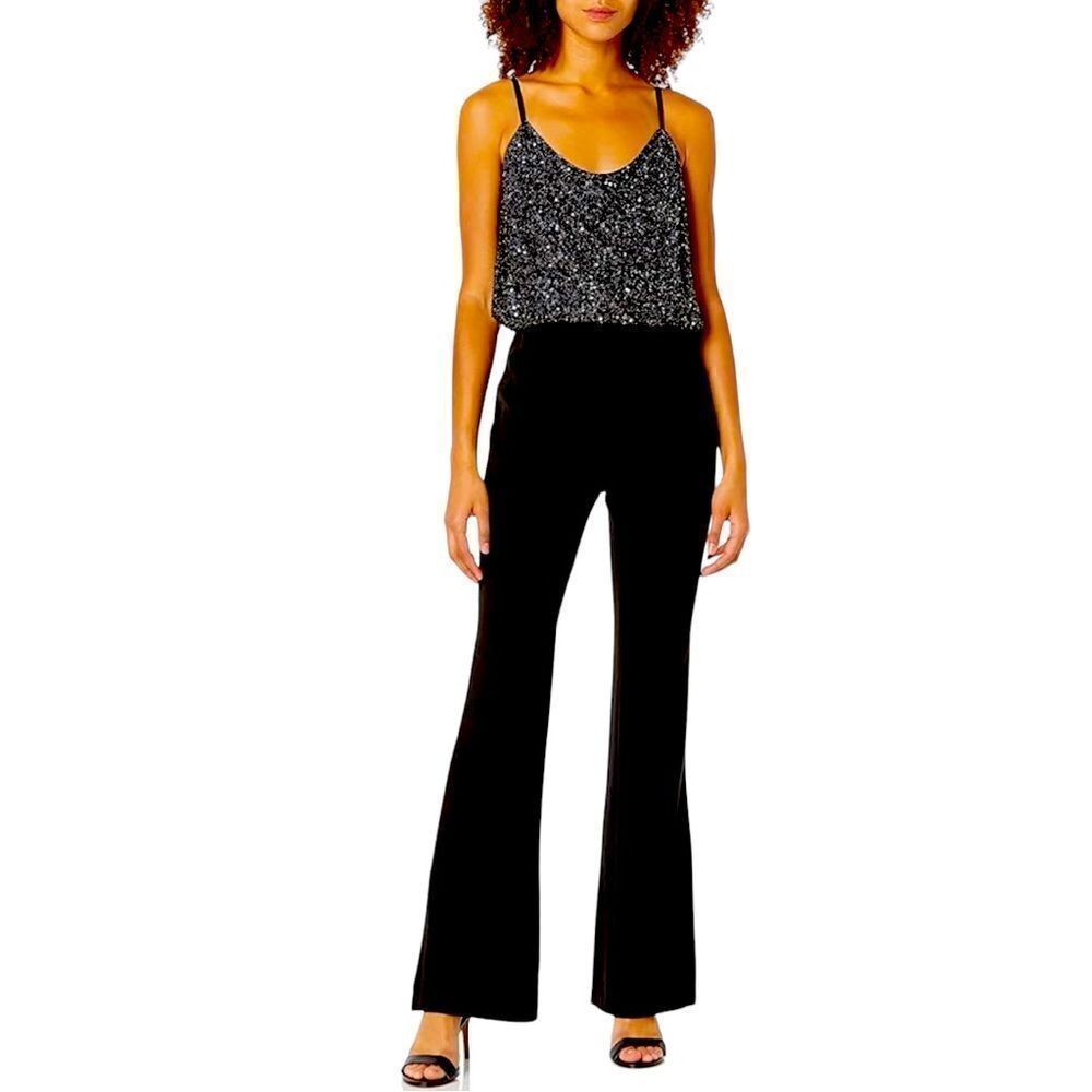 Parker Black Sequin Bodice Jumpsuit Size 6